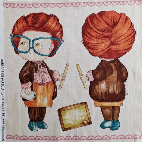Látkový panel na ušití panenky, 100% bavlna, velikost postavičky cca 25 cm